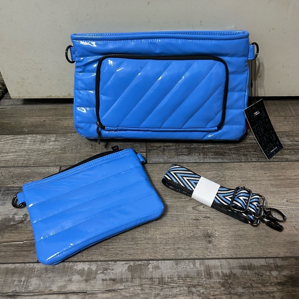 THINK ROYLN Silver Quilted Crossbody With wallet & Smaller pouch Inside NWT